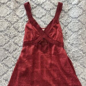 American Eagle Silky Cut-Out lace Mini Dress Burgundy